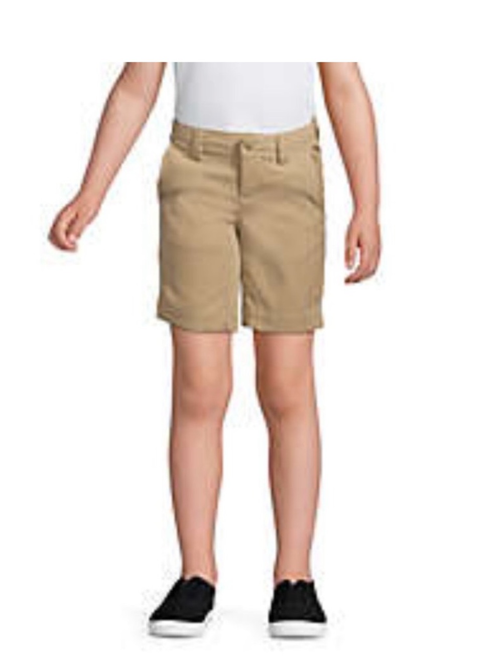 Lands' End School Uniform Girls Active Khaki Chino Shorts, size 12 NWT